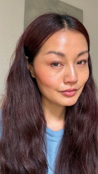 photo of woman wearing blush
